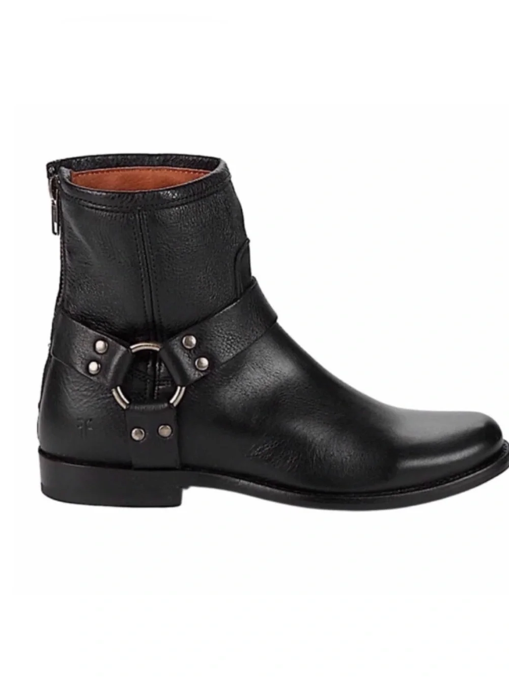 Frye Black Womens Leather Harness Ankle Boot